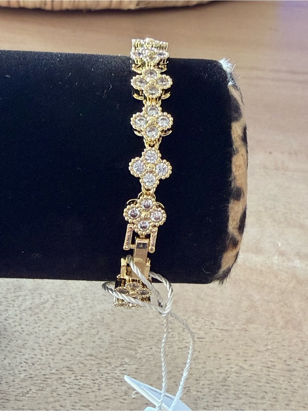Gemelli Gold Toned Floral Crystal Link Bracelet